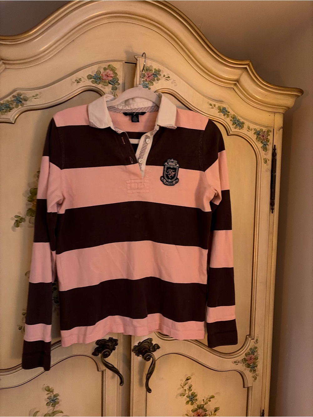 Striped Rugby Polo Shirt - Pink & Brown